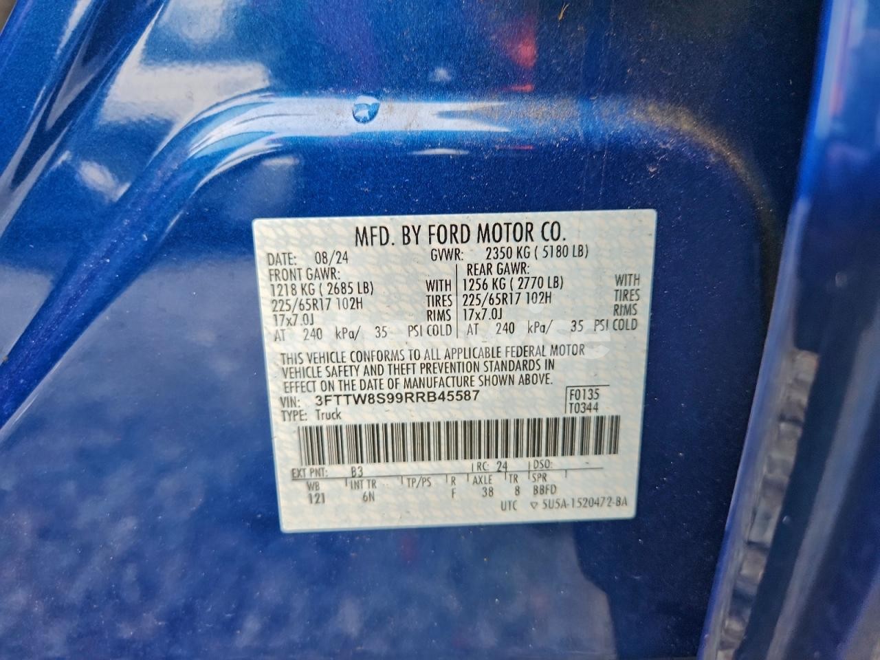 Photo 13 of 2024 FORD MAVERICK LARIAT (VIN 3FTTW8S99RRB45587)