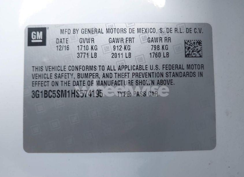 Photo 9 of 2017 Chevrolet Cruze LS AUTO (VIN 3G1BC5SM1HS574195)