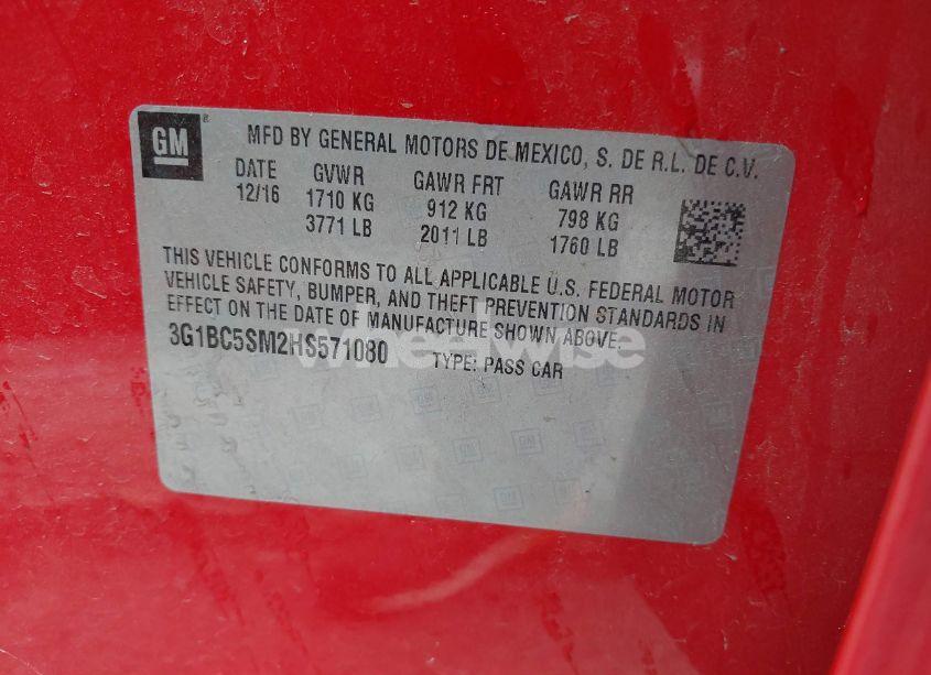 Photo 9 of 2017 Chevrolet Cruze LS AUTO (VIN 3G1BC5SM2HS571080)