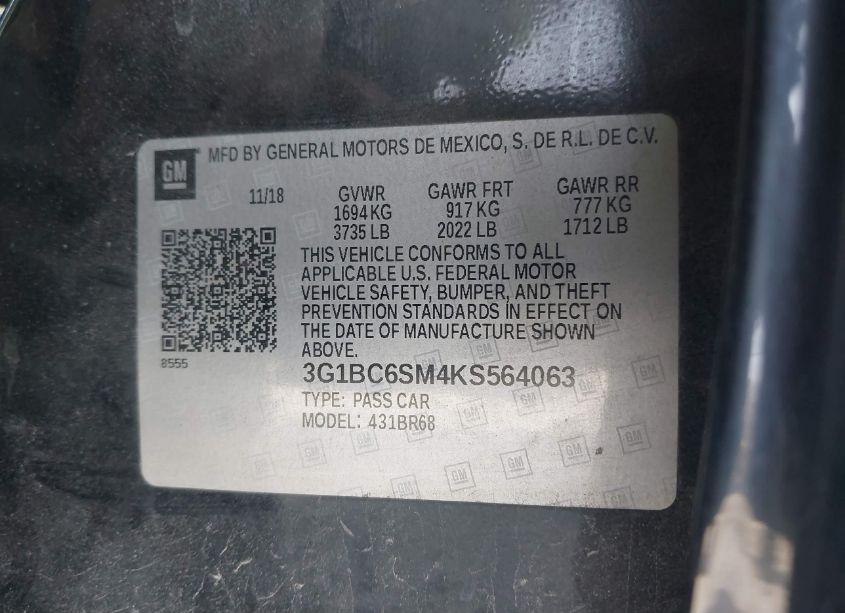 Photo 9 of 2019 Chevrolet Cruze LS (VIN 3G1BC6SM4KS564063)