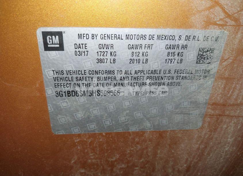 Photo 9 of 2017 Chevrolet Cruze LT MANUAL (VIN 3G1BD6SM5HS598566)