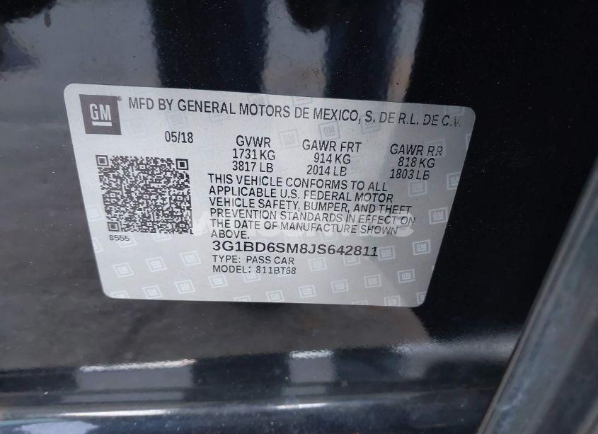 Photo 9 of 2018 Chevrolet Cruze LT MANUAL (VIN 3G1BD6SM8JS642811)