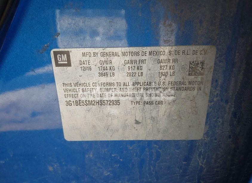 Photo 9 of 2017 Chevrolet Cruze LT AUTO (VIN 3G1BE5SM2HS572935)