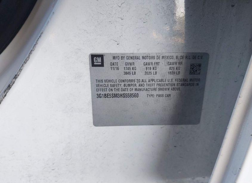 Photo 9 of 2017 Chevrolet Cruze LT AUTO (VIN 3G1BE5SM3HS558560)