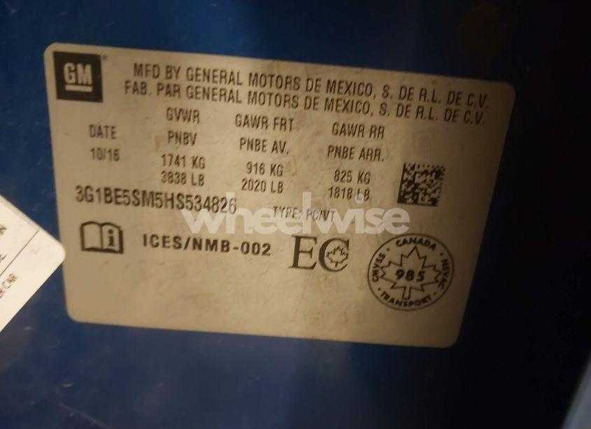 Photo 9 of 2017 Chevrolet Cruze LT AUTO (VIN 3G1BE5SM5HS534826)