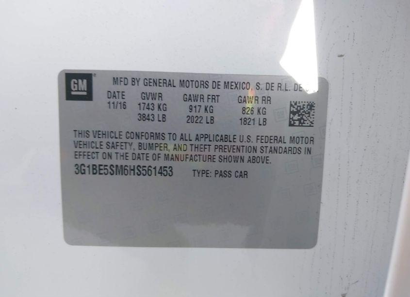 Photo 9 of 2017 Chevrolet Cruze LT AUTO (VIN 3G1BE5SM6HS561453)