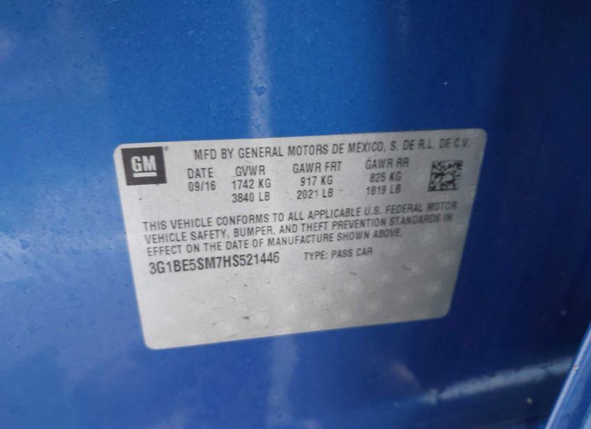 Photo 9 of 2017 Chevrolet Cruze LT AUTO (VIN 3G1BE5SM7HS521446)