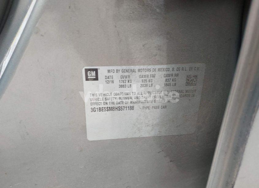 Photo 9 of 2017 Chevrolet Cruze LT AUTO (VIN 3G1BE5SM8HS571188)