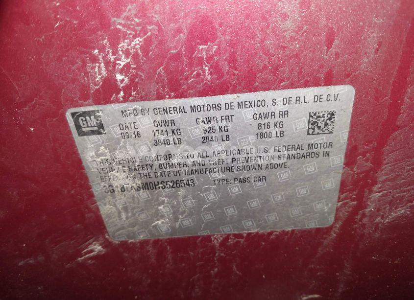 Photo 9 of 2017 Chevrolet Cruze LT AUTO (VIN 3G1BE6SM0HS526543)