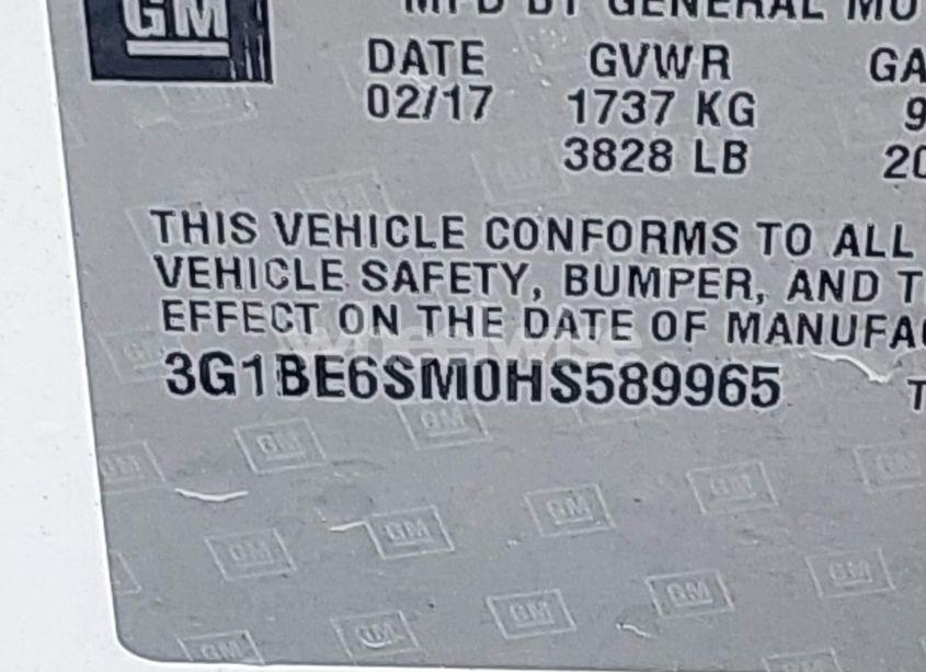 Photo 9 of 2017 Chevrolet Cruze LT AUTO (VIN 3G1BE6SM0HS589965)