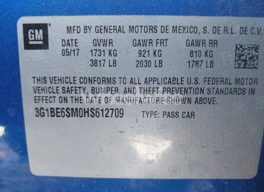 Photo 9 of 2017 Chevrolet Cruze LT AUTO (VIN 3G1BE6SM0HS612709)