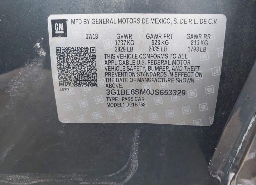 Photo 9 of 2018 Chevrolet Cruze LT AUTO (VIN 3G1BE6SM0JS653329)