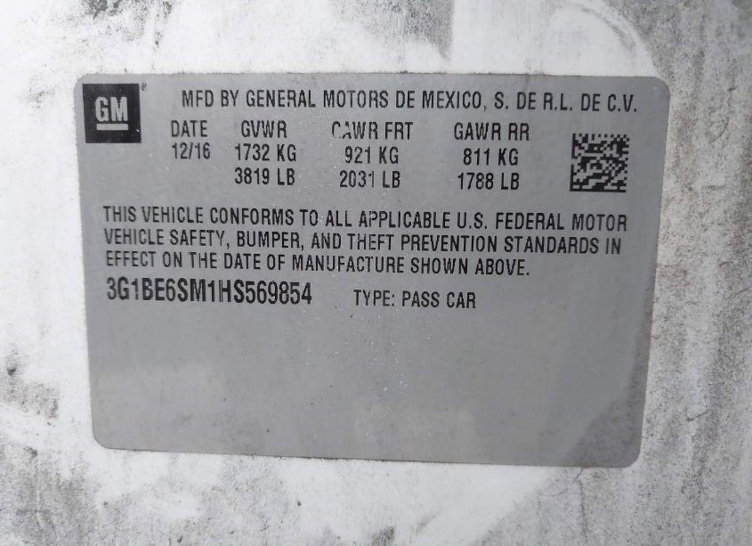 Photo 9 of 2017 Chevrolet Cruze LT AUTO (VIN 3G1BE6SM1HS569854)