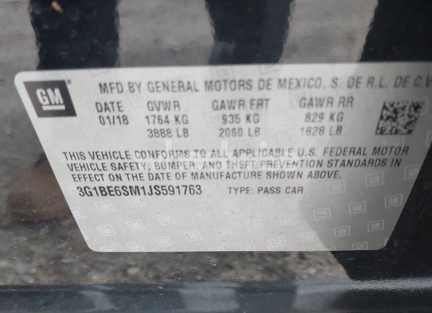 Photo 9 of 2018 Chevrolet Cruze LT (VIN 3G1BE6SM1JS591763)