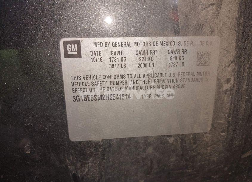 Photo 9 of 2017 Chevrolet Cruze LT AUTO (VIN 3G1BE6SM2HS541514)