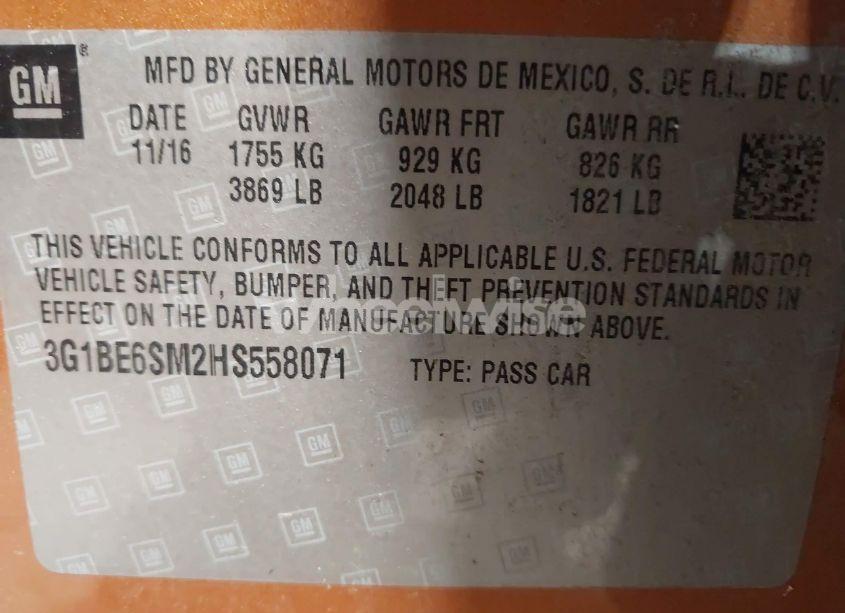 Photo 9 of 2017 Chevrolet Cruze LT AUTO (VIN 3G1BE6SM2HS558071)