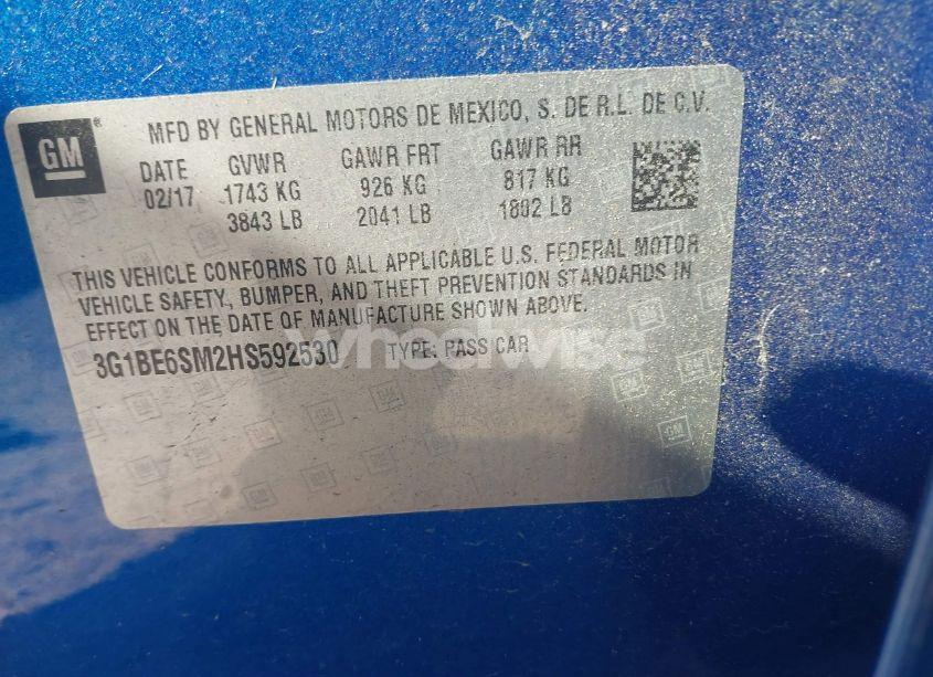 Photo 9 of 2017 Chevrolet Cruze LT AUTO (VIN 3G1BE6SM2HS592530)