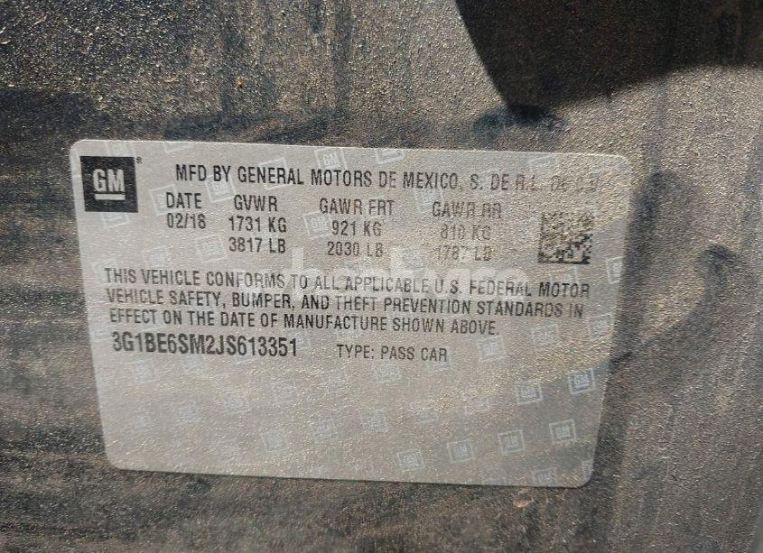 Photo 9 of 2018 Chevrolet Cruze LT AUTO (VIN 3G1BE6SM2JS613351)