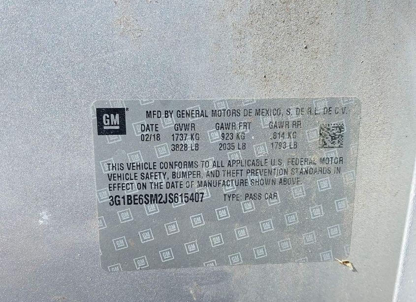 Photo 9 of 2018 Chevrolet Cruze LT AUTO (VIN 3G1BE6SM2JS615407)