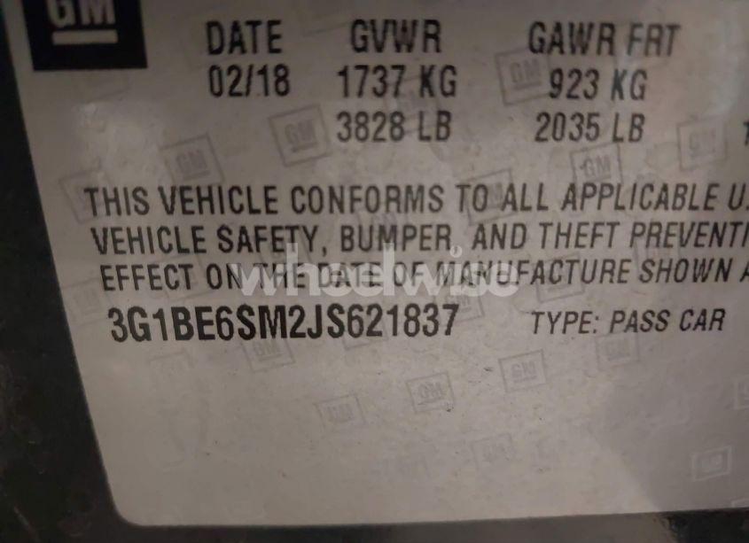 Photo 9 of 2018 Chevrolet Cruze LT AUTO (VIN 3G1BE6SM2JS621837)