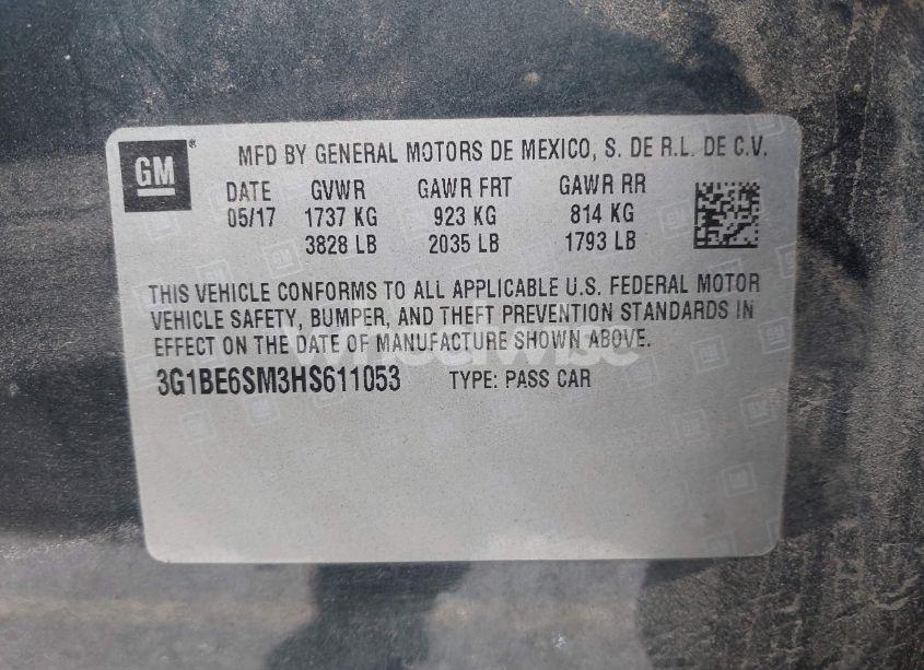 Photo 9 of 2017 Chevrolet Cruze LT AUTO (VIN 3G1BE6SM3HS611053)