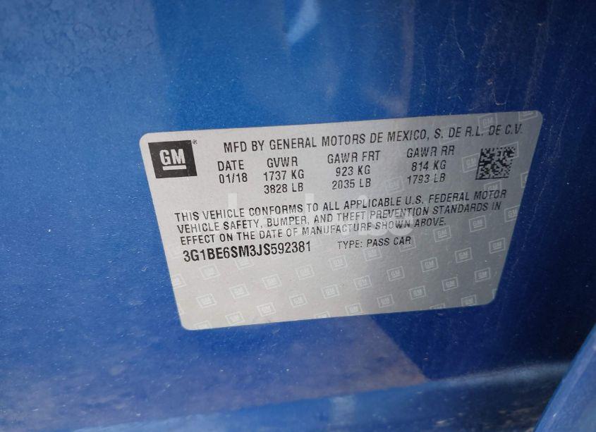 Photo 9 of 2018 Chevrolet Cruze LT AUTO (VIN 3G1BE6SM3JS592381)