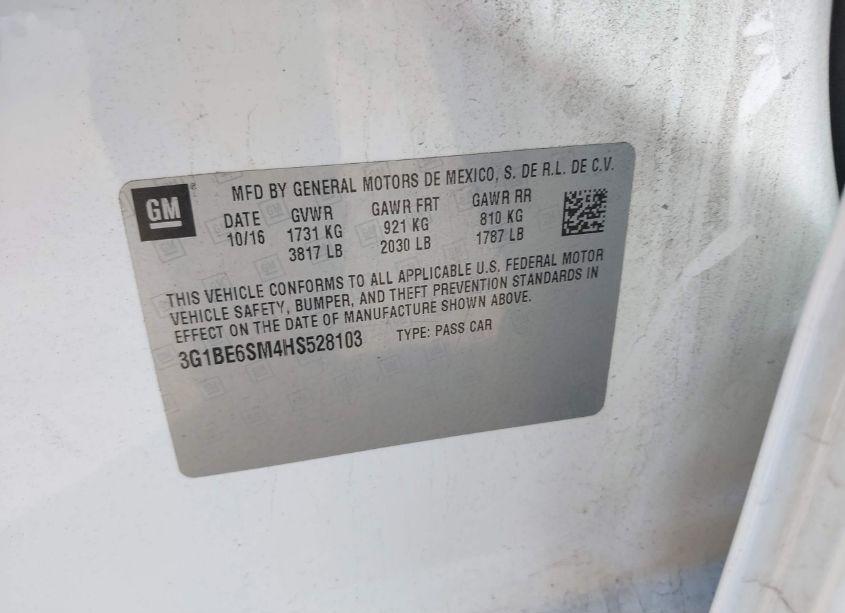 Photo 9 of 2017 Chevrolet Cruze LT AUTO (VIN 3G1BE6SM4HS528103)