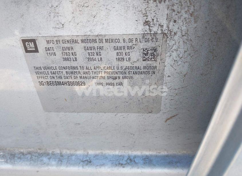 Photo 9 of 2017 Chevrolet Cruze LT AUTO (VIN 3G1BE6SM4HS560629)