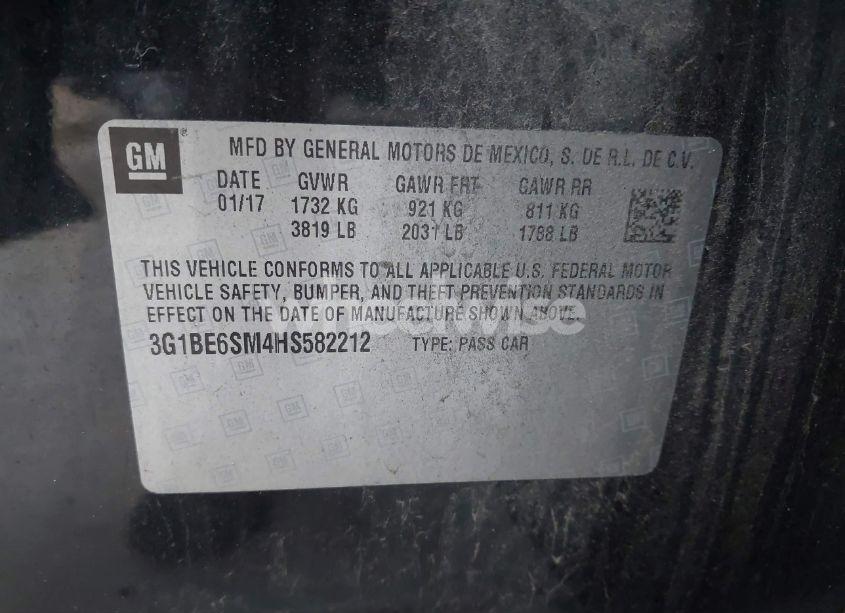 Photo 9 of 2017 Chevrolet Cruze LT AUTO (VIN 3G1BE6SM4HS582212)