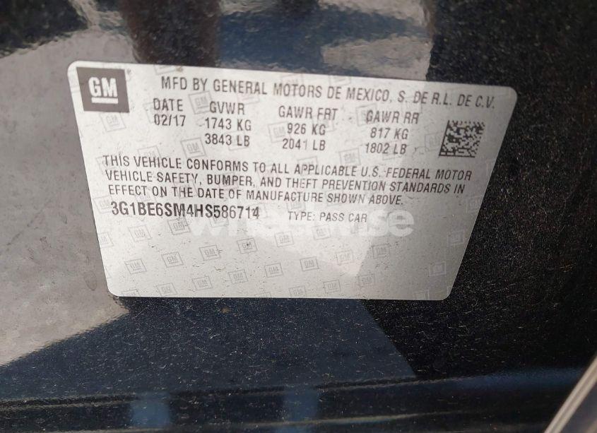 Photo 9 of 2017 Chevrolet Cruze LT AUTO (VIN 3G1BE6SM4HS586714)