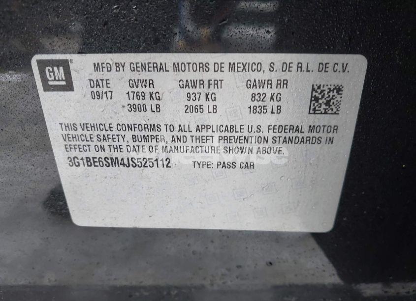 Photo 9 of 2018 Chevrolet Cruze LT AUTO (VIN 3G1BE6SM4JS525112)