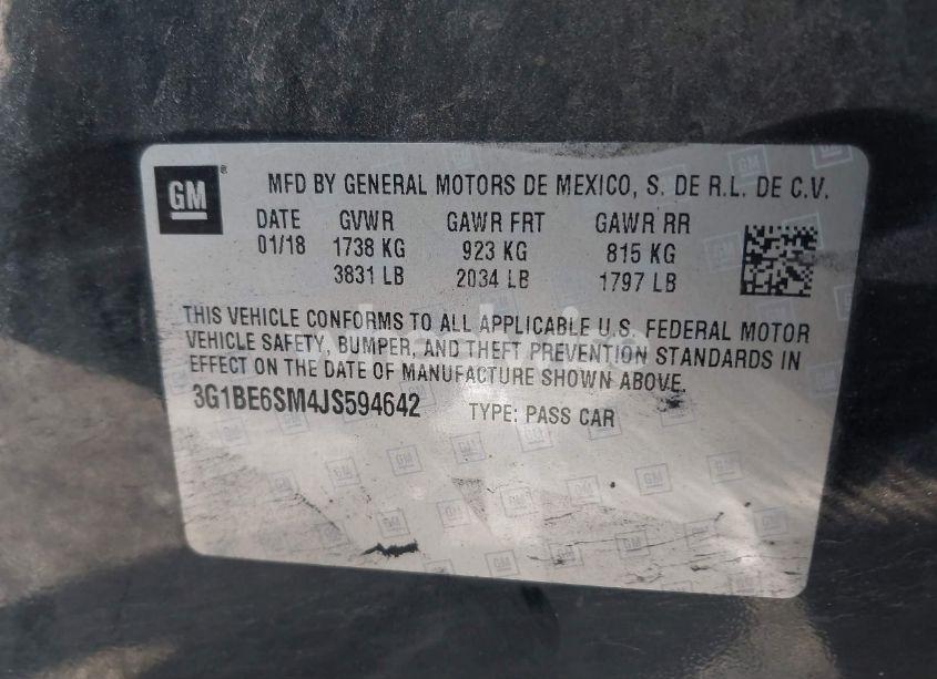 Photo 9 of 2018 Chevrolet Cruze LT AUTO (VIN 3G1BE6SM4JS594642)