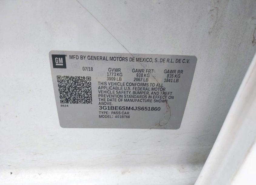 Photo 9 of 2018 Chevrolet Cruze LT AUTO (VIN 3G1BE6SM4JS651860)