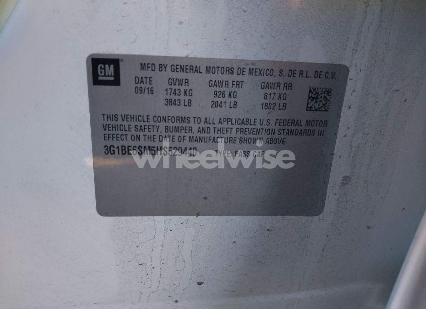 Photo 9 of 2017 Chevrolet Cruze LT AUTO (VIN 3G1BE6SM5HS529440)