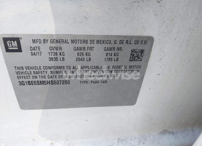 Photo 9 of 2017 Chevrolet Cruze LT AUTO (VIN 3G1BE6SM5HS607280)