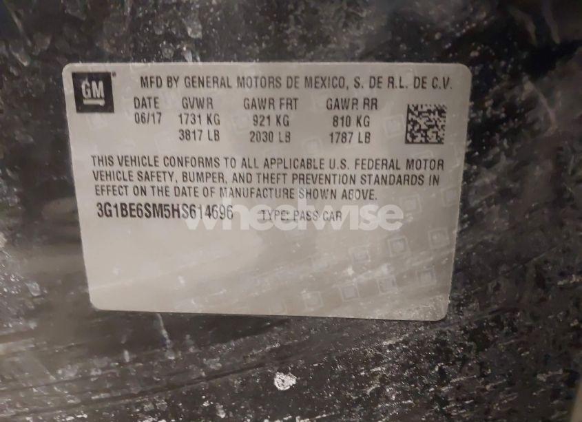 Photo 9 of 2017 Chevrolet Cruze LT AUTO (VIN 3G1BE6SM5HS614696)