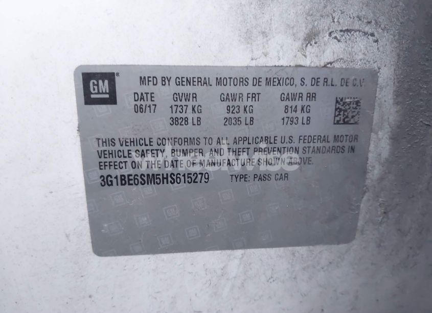 Photo 9 of 2017 Chevrolet Cruze LT AUTO (VIN 3G1BE6SM5HS615279)