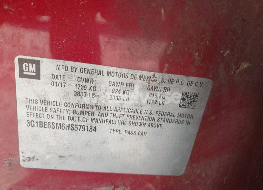 Photo 9 of 2017 Chevrolet Cruze LT AUTO (VIN 3G1BE6SM6HS579134)