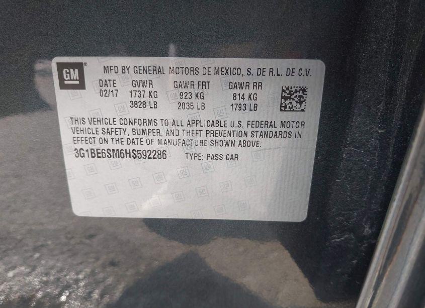 Photo 9 of 2017 Chevrolet Cruze LT AUTO (VIN 3G1BE6SM6HS592286)