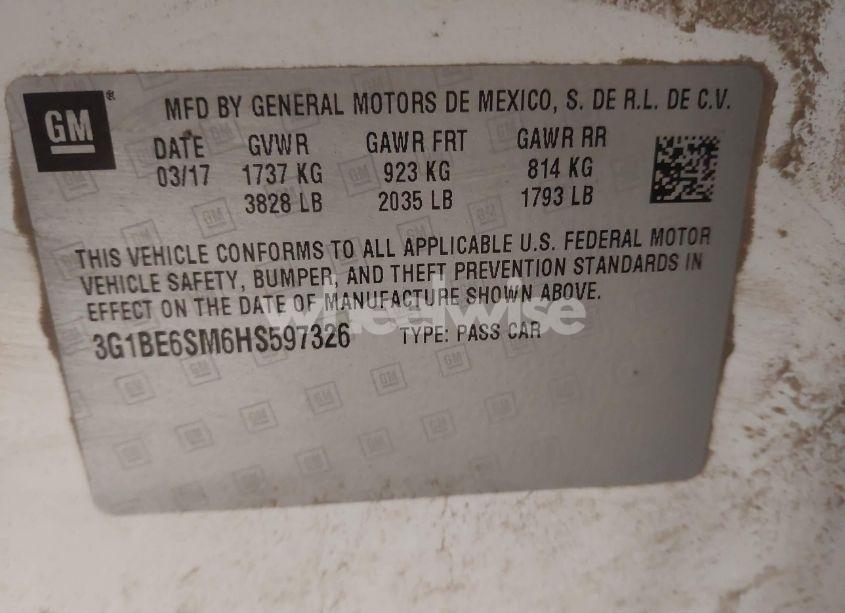 Photo 9 of 2017 Chevrolet Cruze LT AUTO (VIN 3G1BE6SM6HS597326)