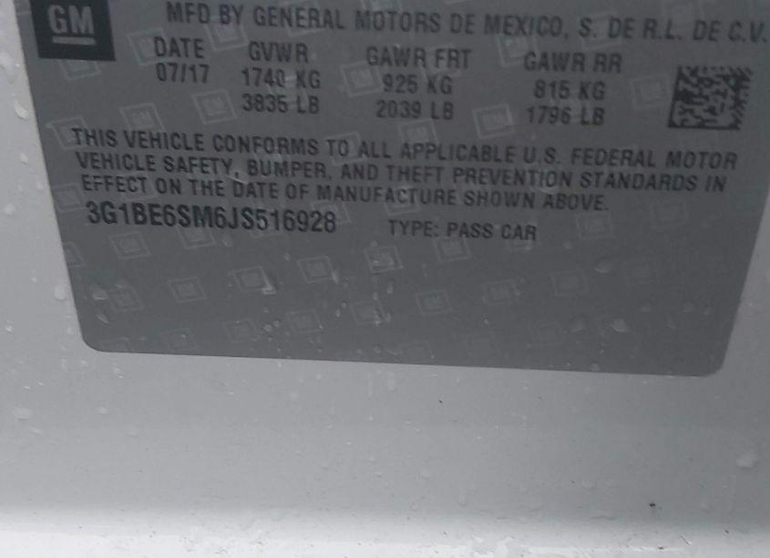 Photo 9 of 2018 Chevrolet Cruze LT AUTO (VIN 3G1BE6SM6JS516928)