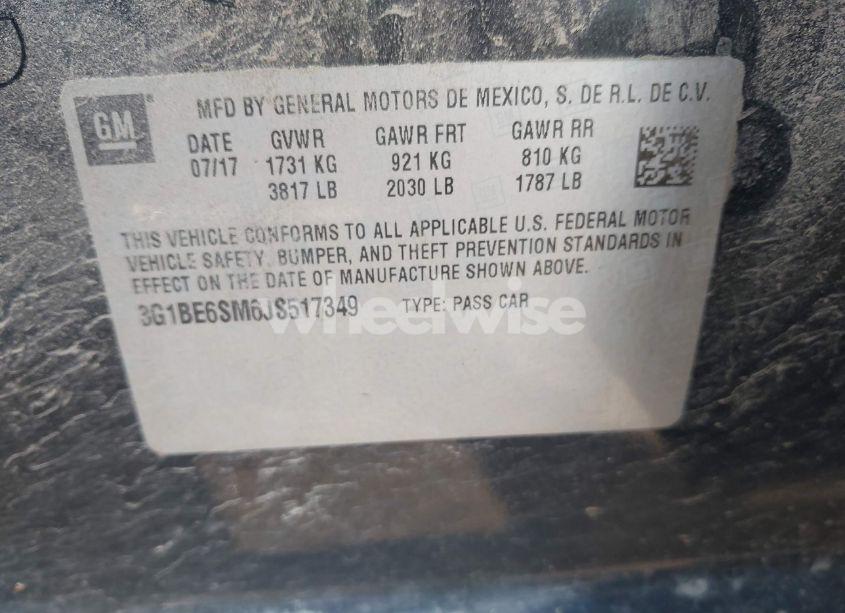 Photo 9 of 2018 Chevrolet Cruze LT AUTO (VIN 3G1BE6SM6JS517349)