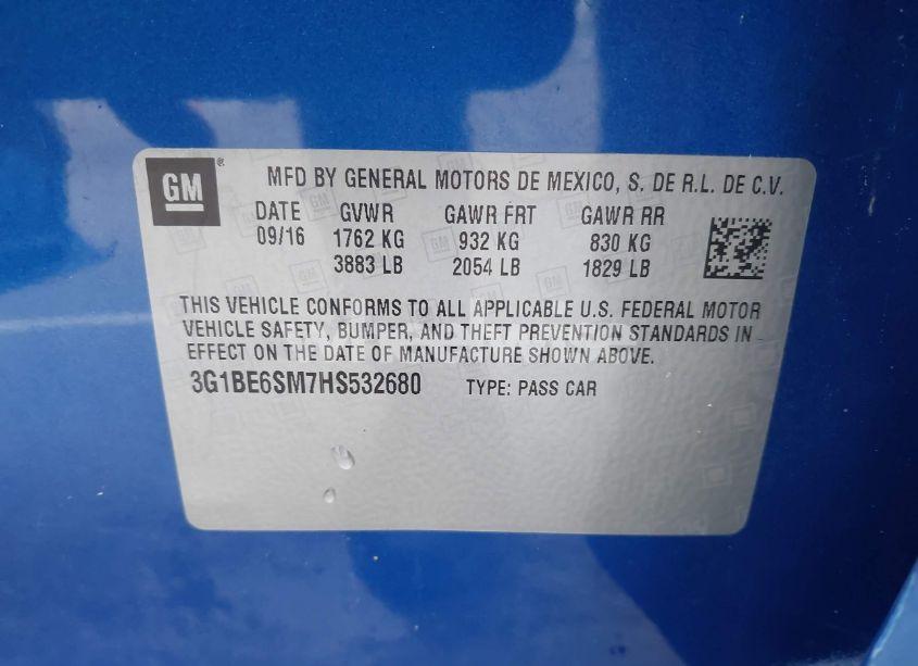 Photo 9 of 2017 Chevrolet Cruze LT AUTO (VIN 3G1BE6SM7HS532680)