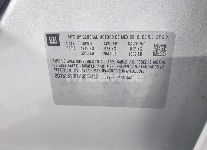 Photo 9 of 2017 Chevrolet Cruze LT AUTO (VIN 3G1BE6SM7HS546448)