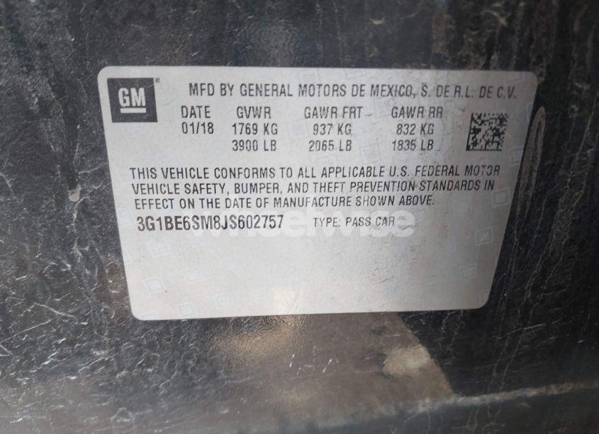 Photo 9 of 2018 Chevrolet Cruze LT AUTO (VIN 3G1BE6SM8JS602757)