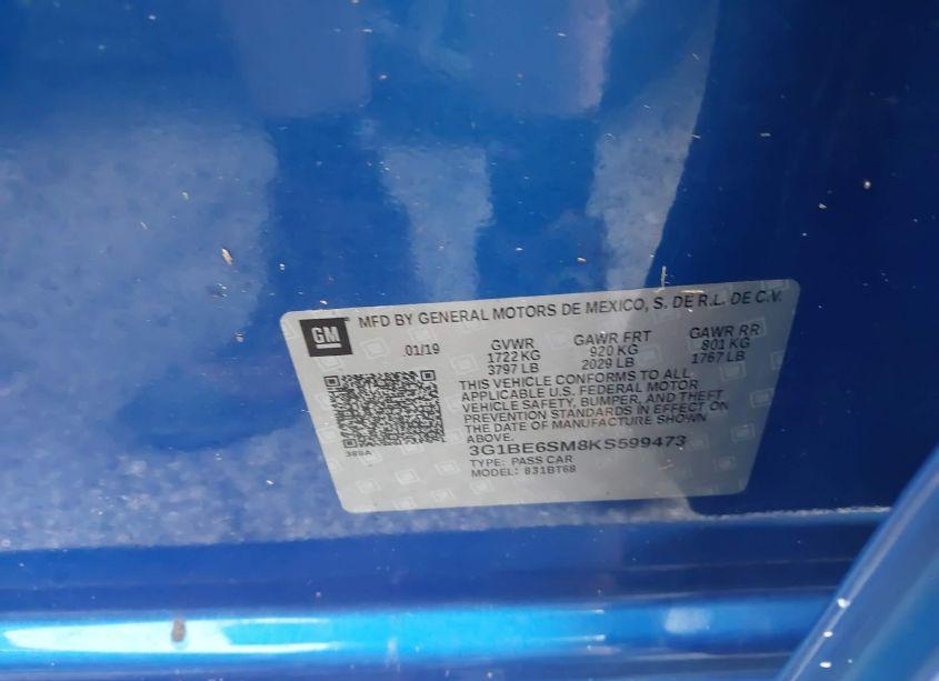 Photo 9 of 2019 Chevrolet Cruze LT (VIN 3G1BE6SM8KS599473)