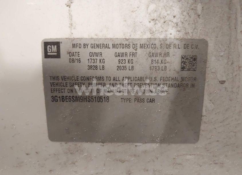 Photo 9 of 2017 Chevrolet Cruze LT AUTO (VIN 3G1BE6SM9HS510518)