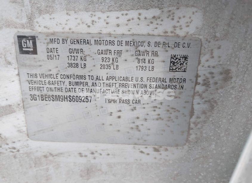 Photo 9 of 2017 Chevrolet Cruze LT (VIN 3G1BE6SM9HS609257)