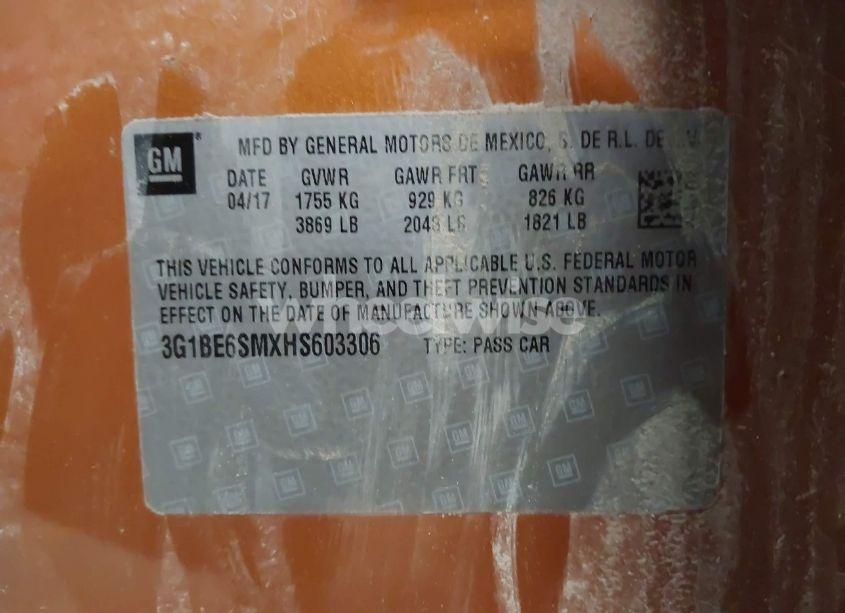 Photo 9 of 2017 Chevrolet Cruze LT AUTO (VIN 3G1BE6SMXHS603306)