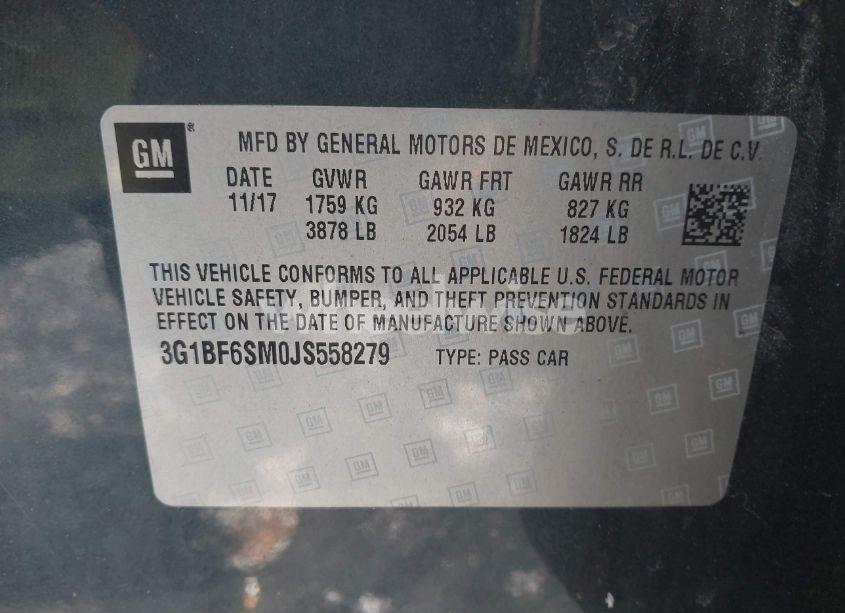 Photo 9 of 2018 Chevrolet Cruze PREMIER AUTO (VIN 3G1BF6SM0JS558279)